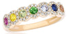 ESTATE .77CT DIAMOND & AAA MULTI COLOR SAPPHIRE 14K YELLOW GOLD ANNIVERSARY RING