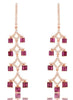 2.4CT DIAMOND & AAA RUBY 14KT ROSE GOLD ROUND & BAGUETTE TRIANGULAR FUN EARRINGS
