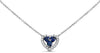 ESTATE .43CT DIAMOND & AAA SAPPHIRE 14KT WHITE GOLD 3 STONE HEART LOVE NECKLACE