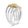 1.51CT WHITE&YELLOW DIAMOND 18K WHITE GOLD CRISS CROSS INFINITY ANNIVERSARY RING
