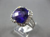 LARGE 5.15CT DIAMOND & AAA AMETHYST 14KT WHITE GOLD 3D CUSHION & ROUND HALO RING