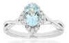 .79CT DIAMOND & AAA AQUAMARINE 14K WHITE GOLD 3D OVAL & ROUND INFINITY LOVE RING