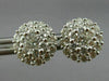 ESTATE LARGE 1.58CT DIAMOND 18KT WHITE GOLD CLUSTER FLOWER CLASSIC STUD EARRINGS