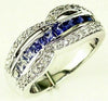1.40CT DIAMOND & AAA BLUE SAPPHIRE 14KT WHITE GOLD 3D RAINBOW INFINITY LOVE RING