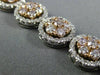 ESTATE WIDE 11.49CT WHITE & PINK DIAMOND 18KT 2 TONE GOLD FLOWER TENNIS BRACELET