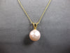 ESTATE AAA PINK SOUTH SEA PEARL 14KT YELLOW GOLD 3D SOLITARE FLOATING PENDANT