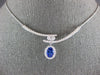 LARGE 1.75CT DIAMOND & AAA TANZANITE 14K WHITE GOLD 3D OVAL CRISS CROSS NECKLACE