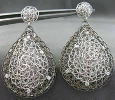 ESTATE EXTRA LARGE .36CT DIAMOND 14KT WHITE & BLACK GOLD WOVEN HANGING EARRINGS
