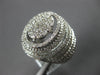 ESTATE LARGE 2.11CT DIAMOND 14KT WHITE GOLD 3D CLUSTER OVAL FUN UNISEX RING