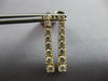 ESTATE LARGE 1.5CT DIAMOND 14KT YELLOW GOLD ROUND JOURNEY FLEXIBLE BAR HANGING EARRINGS