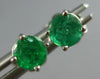 ESTATE .60CT AAA EMERALD 14KT WHITE GOLD 3D ROUND 4 PRONG STUD EARRINGS #27749