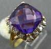 ESTATE LARGE 5.28CT DIAMONDS & AAA AMETHYST 14K YELLOW GOLD HALO SQUARE FUN RING