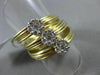 ESTATE LARGE .54CT DIAMOND 18K 2 TONE GOLD 3 FLOWER MULTI BAND FLEXIBLE FUN RING