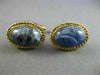 ANTIQUE EXTRA LARGE AAA SODALITE 14K YELLOW GOLD 3D SOLITAIRE OVAL ROPE CUFFLINK