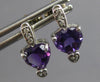 1.29CT DIAMOND & AAA AMETHYST 14KT WHITE GOLD HEART SHAPE LOVE HANGING EARRINGS