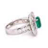 ESTATE LARGE 3.95CT DIAMOND & AAA EMERALD 18KT WHITE GOLD 3D OVAL BALLERINA RING