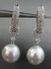 ESTATE LARGE .49CT DIAMOND 18KT WHITE GOLD SOUTH SEA PEARL PAVE ETOILE EARRINGS