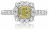 GIA 1.62CT WHITE & FANCY YELLOW DIAMOND 18KT 2 TONE GOLD CLASSIC ENGAGEMENT RING