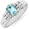 ESTATE .93CT DIAMOND & AAA AQUAMARINE 14KT WHITE GOLD 3D OVAL ENGAGEMENT RING
