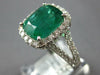 LARGE 5.09CT DIAMOND & AAA EMERALD 18KT WHITE GOLD CUSHION HALO ENGAGEMENT RING