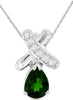 .77CT DIAMOND & AAA RUSSALITE 14KT WHITE GOLD PEAR SHAPE & ROUND X LOVE PENDANT