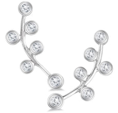ESTATE .25CT DIAMOND 14KT WHITE GOLD 3D MULTI LEAF BEZEL EAR CLIMBER EARRINGS