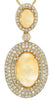 LARGE 1.35CT DIAMOND & AAA CITRINE 14K YELLOW GOLD OVAL & ROUND FLOATING PENDANT