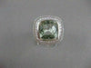 LARGE 15.0CT DIAMOND & AAA GREEN AMETHYST 14K WHITE GOLD HALO SQUARE RING #19840