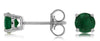 ESTATE .90CT AAA EMERALD 14KT WHITE GOLD 3D ROUND CLASSIC 4 PRONG STUD EARRINGS