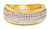 WIDE .46CT DIAMOND 14KT TRI COLOR GOLD 3 ROW GRADUATING WEDDING ANNIVERSARY RING