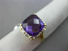ESTATE LARGE 5.28CT DIAMONDS & AAA AMETHYST 14K YELLOW GOLD HALO SQUARE FUN RING