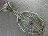 ANTIQUE LARGE WHITE QUARTZ 14KT WHITE GOLD 3D VICTORIAN FILIGREE PENDANT #19784