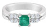 .86CT DIAMOND & AAA EMERALD 18KT WHITE GOLD 3D SQUARE & ROUND ENGAGEMENT RING