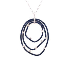 2.20CT DIAMOND & AAA SAPPHIRE 18KT WHITE GOLD OVAL BY THE YARD FLOATING PENDANT