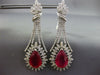 EXTRA LARGE 32.2CT DIAMOND & AAA RUBY 18K YELLOW GOLD TEAR DROP HANGING EARRINGS
