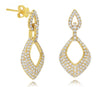 1.02CT DIAMOND 14KT YELLOW GOLD ROUND DOUBLE OPEN TEAR DROP FUN HANGING EARRINGS