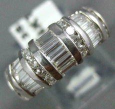 ESTATE WIDE 1.16CT DIAMOND 14K WHITE GOLD ROUND & BAGUETTE ANNIVERSARY RING 1354