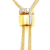 ESTATE .34CT DIAMOND 18KT WHITE AND YELLOW GOLD 3D CLASSIC LARIAT LOVE NECKLACE
