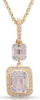 ESTATE .45CT DIAMOND 14KT YELLOW GOLD ROUND & BAGUETTE INVISIBLE SQUARE PENDANT