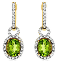 2.78CT DIAMOND & AAA PERIDOT 14KT YELLOW GOLD 3D LOVE KNOT HALO HANGING EARRINGS