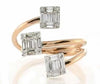 LARGE .60CT DIAMOND 18KT WHITE & ROSE GOLD 3D ROUND & BAGUETTE CRISS CROSS RING