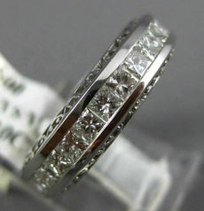 WIDE 2.10CT PRINCESS DIAMOND 14KT WHITE GOLD FILIGREE ETERNITY WEDDING RING 1349