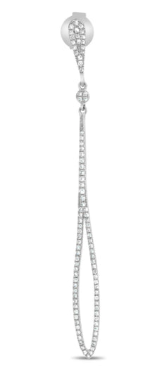 ESTATE .45CT DIAMOND 14KT WHITE GOLD ROUND TEAR DROP ELONGATED HANGING EARRINGS