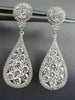 ESTATE LARGE 2.88CT DIAMOND 18K WHITE GOLD 3D CLUSTER TEAR DROP HANGING EARRINGS