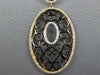 LARGE .60CT DIAMOND & BLACK ENAMEL 14KT YELLOW GOLD DOUBLE OVAL FILIGREE PENDANT