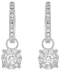 ESTATE .93CT DIAMOND 14KT WHITE GOLD CLASSIC FLOWER HUGGIE FUN HANGING EARRINGS
