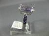 LARGE 4.17CT DIAMOND & AAA AMETHYST 14K WHITE GOLD ROUND & EMERALD FILIGREE RING