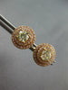 LARGE 1.29CT WHITE & FANCY YELLOW DIAMOND 18KT ROSE GOLD 3D HALO STUD EARRINGS