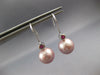 .07CT AAA RUBY & PINK SOUTH SEA PEARL 14KT WHITE GOLD LEVERBACK HANGING EARRINGS