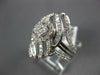LARGE .77CT DIAMOND 14KT WHITE GOLD ROUND & BAGUETTE FLOWER LEAF ENGAGEMENT RING